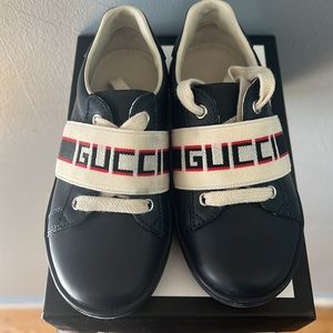 Gucci ace toddler striped sneaker blue size 9.5